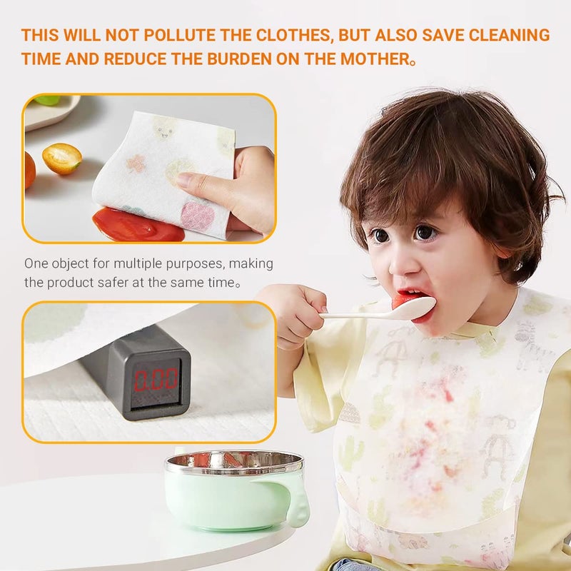 AiQiaoXin 30/60pcs Baby Disposable Bibs-Individually Packaged,Soft, Leak Proof and Convenient, disposable bibs for toddlers (30 PCS Animal pattern) - Image 4